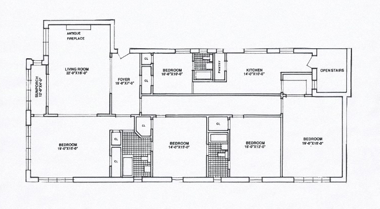Floor plan for 5 beds, 3 baths, 2325 sqft